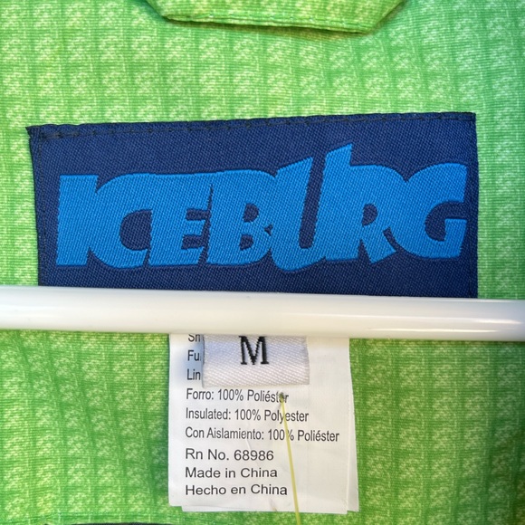 Iceberg men’s medium lime green snow winter jacket with detachable hood used y2k - Picture 5 of 14